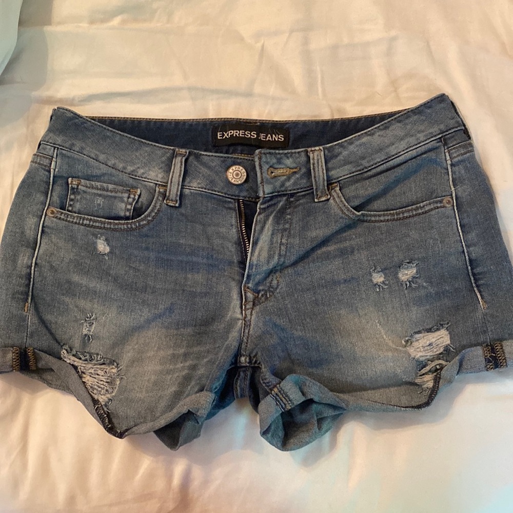 Express Mid Rise Denim Shorts